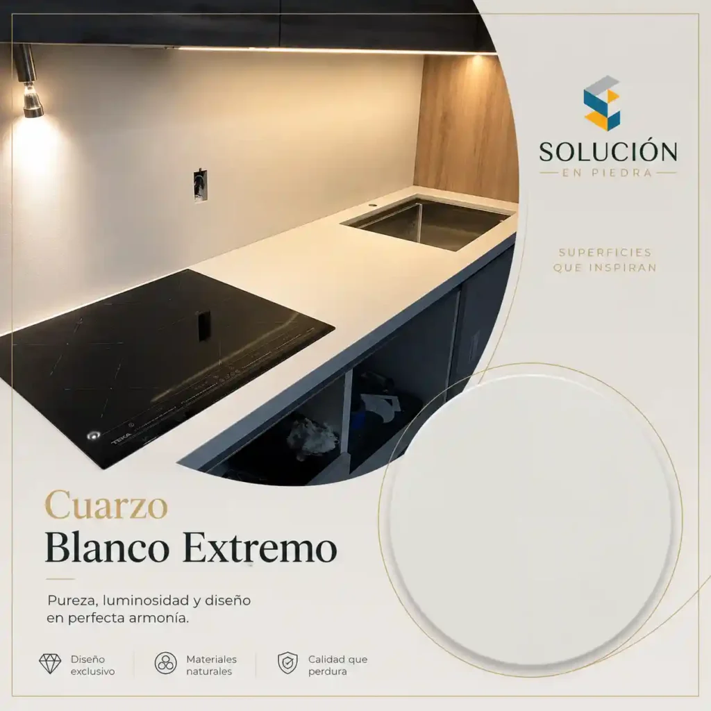 Cubierta de cuarzo blanco Extremo