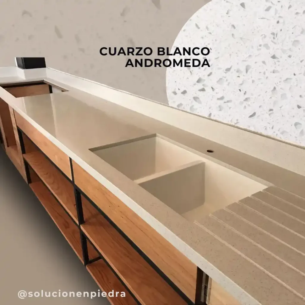 cubierta cuarzo blanco andromeda