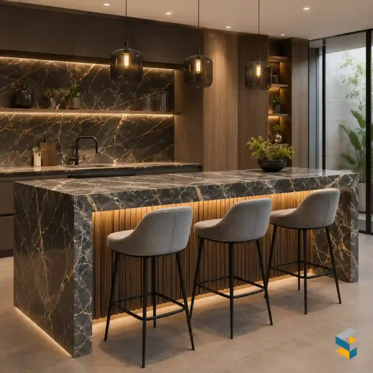 desayunador barras de cocina decoradas con piedra