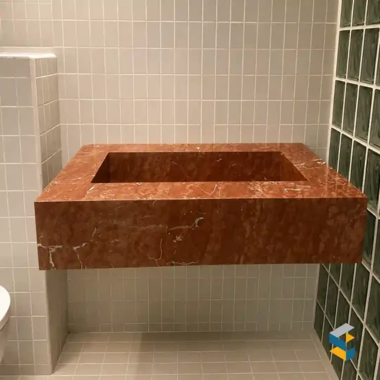 lavabos de marmol rojo para baño