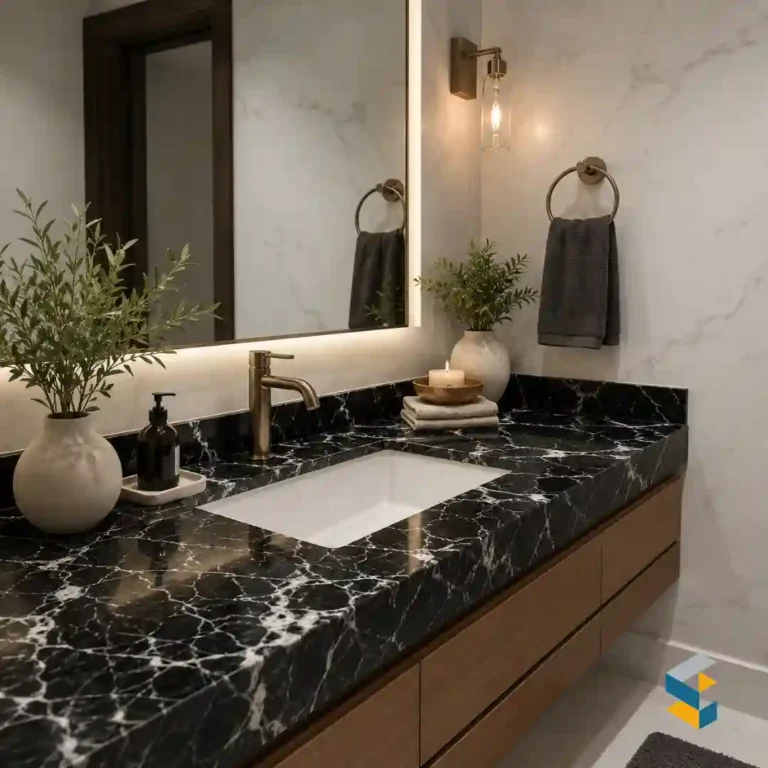lavabo de marmol negro para baño