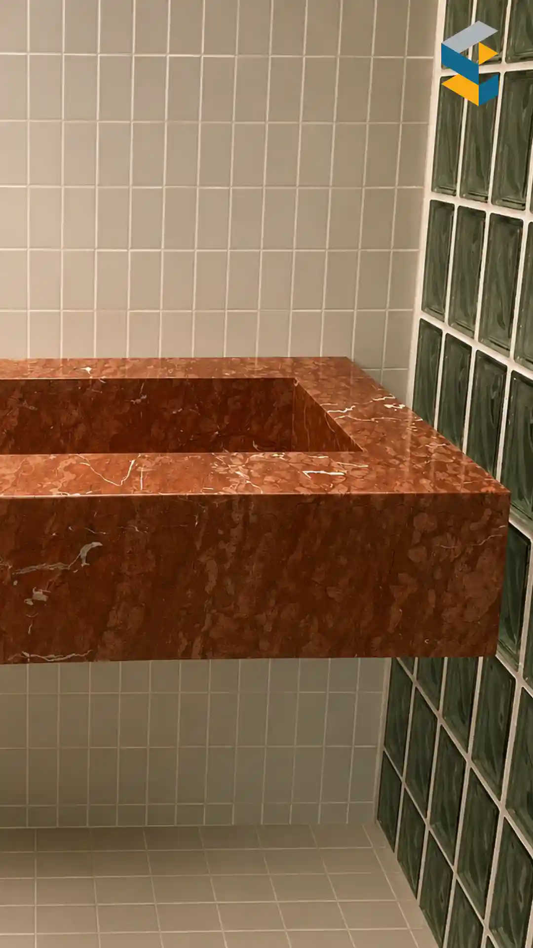 lavabo de marmol rojo