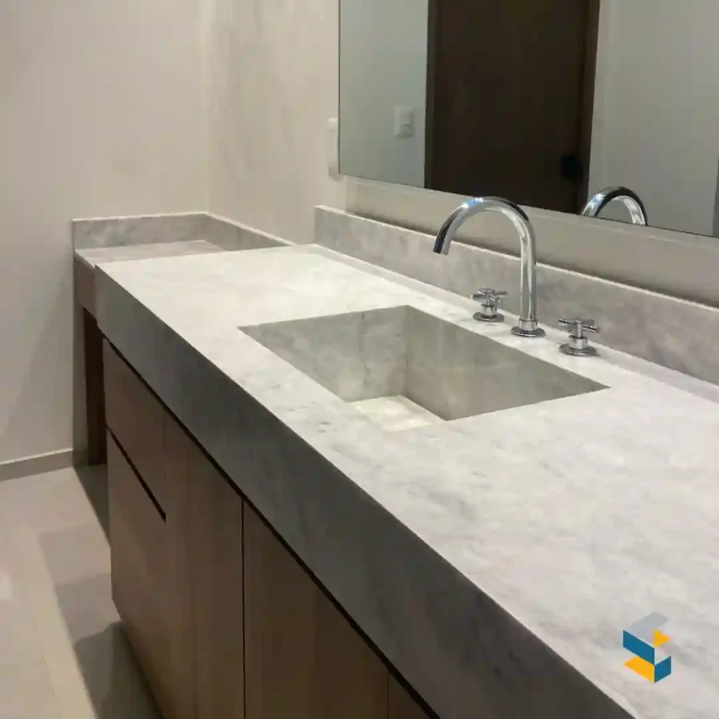 lavabo para baño de marmol blanco