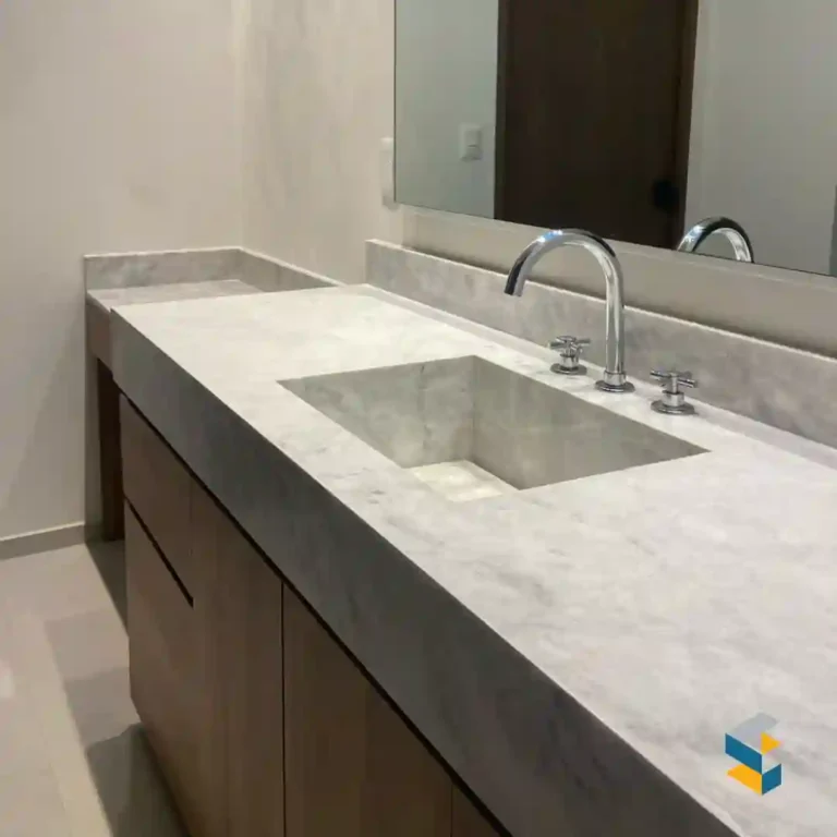 lavabo para baño de marmol blanco